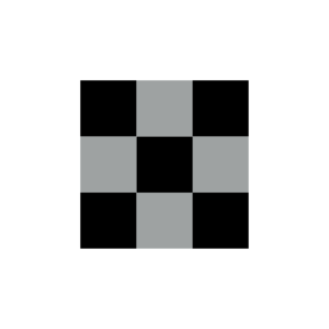a 3x3 checkered square made up of black and grey squares. Each square represents 4 feet.